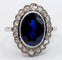 Bague 56.5 Bague marguerite antique, Platine, saphir synthétique et diamants taille roses (circa 1910) pompadour 58 Facettes A05897