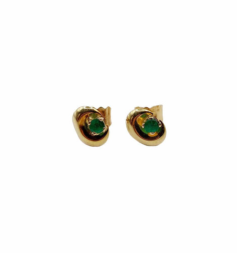 Boucles d'oreilles Puces d'oreilles or jaune et émeraudes 58 Facettes B01015