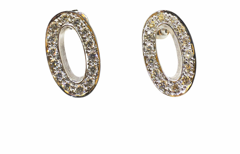 Boucles d'oreilles Parure collier et boucles d’oreilles or blanc et diamants 58 Facettes