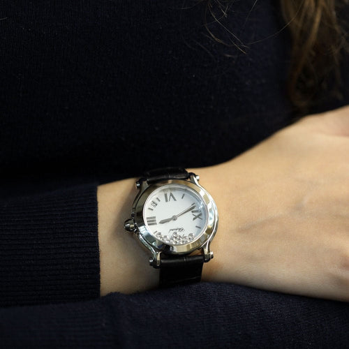 Montre Montre Chopard Happy Sport - Acier - 36 mm - 7 diamants - 2015 - Full Set 58 Facettes FB10096