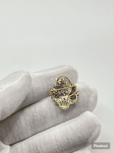Pendentif Broche ou pendentif vintage or jaune et pierres précieuses 58 Facettes 00007201
