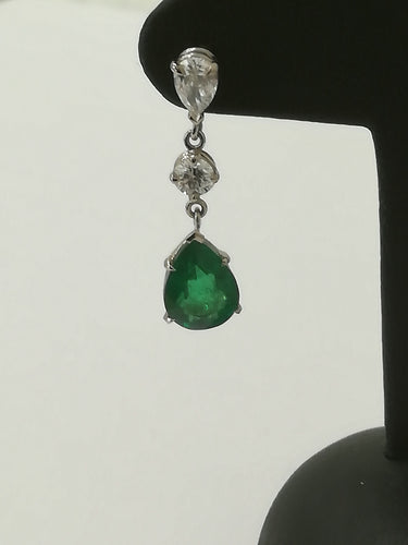 Boucles d'oreilles Boucles d'Oreilles or blanc, Emeraudes Diamants 58 Facettes