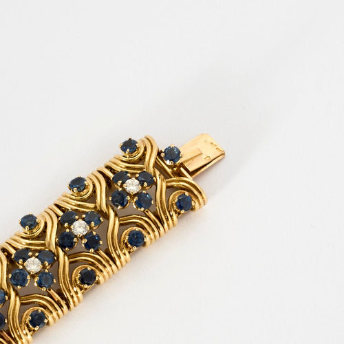 Bracelet Bracelet souple or jaune, saphirs et diamants 58 Facettes 240723
