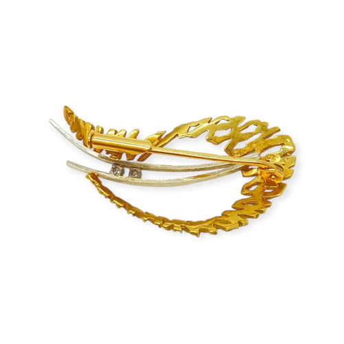 Broche Broche feuille en or et diamants 58 Facettes 330080275