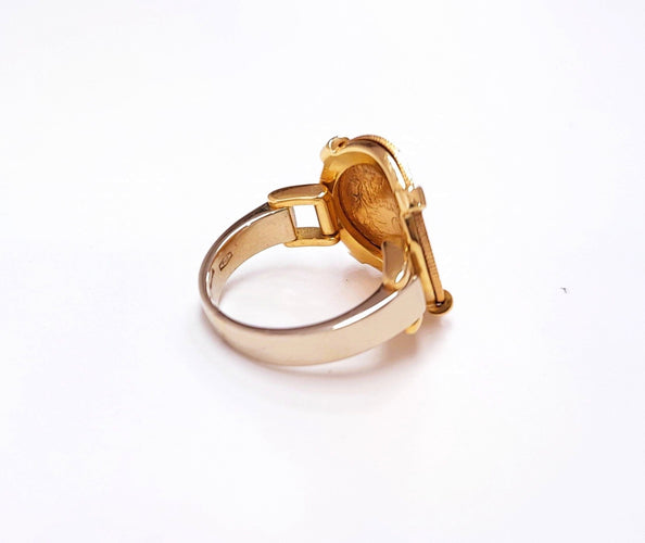 Bague 55 Bague pièce 10 francs or jaune 58 Facettes BAG.NAPO-1200