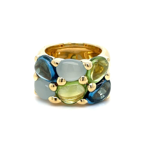 Bague 55 POMELLATO - BAGUE "SASSI" TOPAZE PERIDOT AIGUE-MARINE 58 Facettes RÉF 1_0002311/1