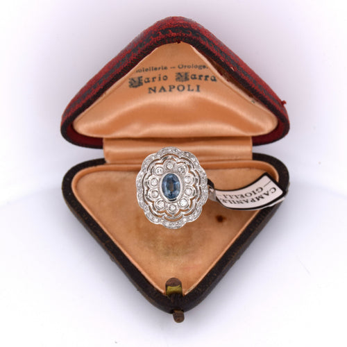 Bague en platine - Aigue-marine et diamants