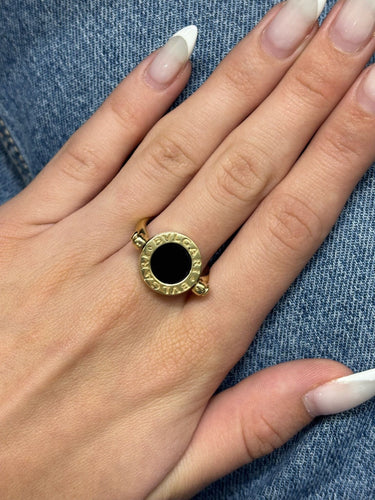 Bague 57 Bulgari - Bague Réversible or jaune nacre et onyx 58 Facettes 895