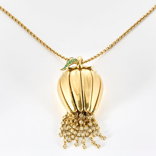 Pendentif RENE BOIVIN - Pendentif "Coloquinte" en or jaune diamants et émeraudes 58 Facettes