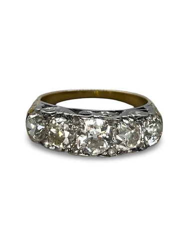 Bague 54 Bague Vintage or jaune platine et diamants 2,20 ct 58 Facettes 00079201