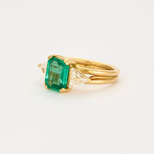 Bague 49 Bague or jaune, diamant et émeraude Zambienne 58 Facettes CGL 32007