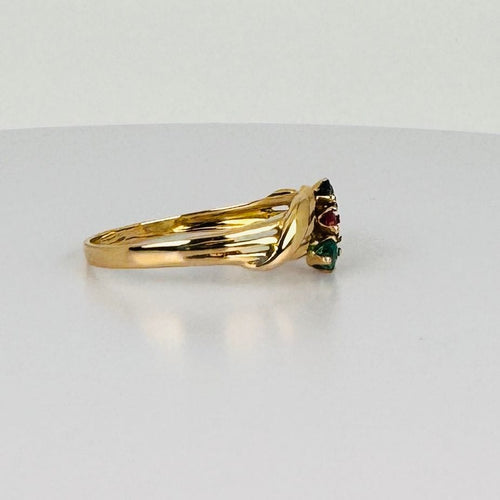 Bague Bague vintage ornée d'un rubis, d'une émeraude et d'un saphir bleu 58 Facettes 2505006