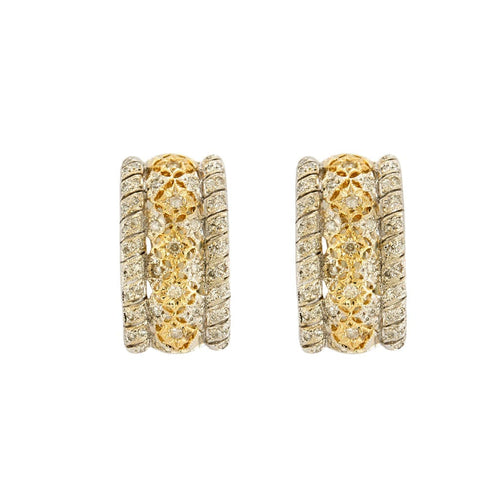 Boucles d'oreilles Boucle d'oreilles or gris et jaune, diamants 58 Facettes CHA5466