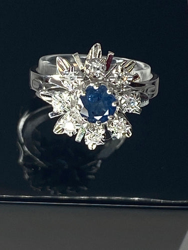 Bague 50 Bague de fiançailles en or, saphir, diamants 58 Facettes