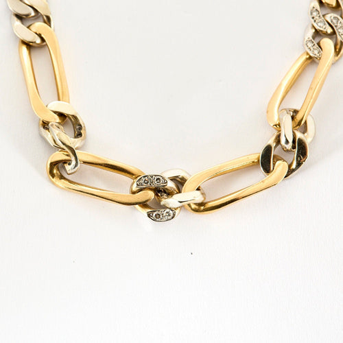 Collier Collier maille figaro en or jaune et gris, et diamants 58 Facettes CAN1120