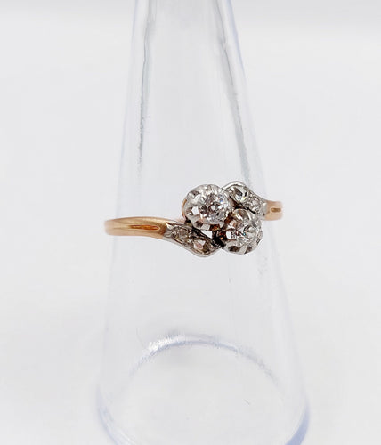 Bague toi et moi or rose, diamants taille ancienne (circa 1900) 58 Facettes A06235