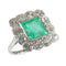 Bague 52 Grâce géométrique : une bague Art déco vintage avec émeraude et diamants 58 Facettes 24110-0131