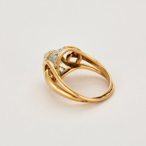 Bague 57 Bague or jaune et platine et diamants 58 Facettes BEA3376
