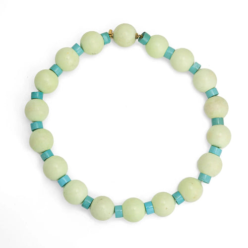 Collier Collier Jaspe Vert Turquoise Diamant Or 58 Facettes G13462