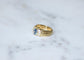 Bague 53 Bague jonc godronnée saphir de Ceylan et diamants en or jaune 18k 58 Facettes