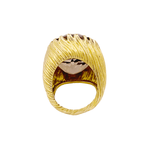 Bague 54 Bague cocktail or jaune, quartz fumé. 58 Facettes 34332