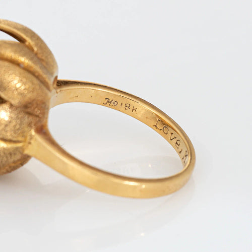 Bague 50 Bague tulipe en diamant et pierres précieuses des années 60, or jaune vintage 58 Facettes G12692