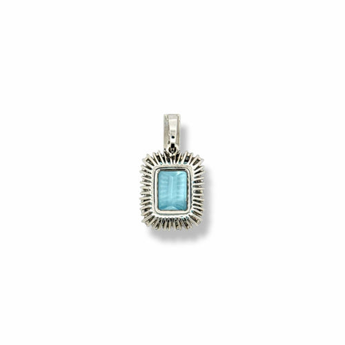 Pendentif Pendentif vintage en or blanc et aigue-marine 58 Facettes