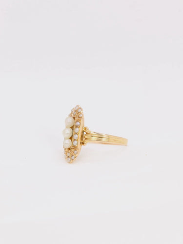 Bague 54 Bague ancienne en or et perles fines 58 Facettes J308