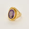 Importante Bague type chevalière en or jaune et améthyste