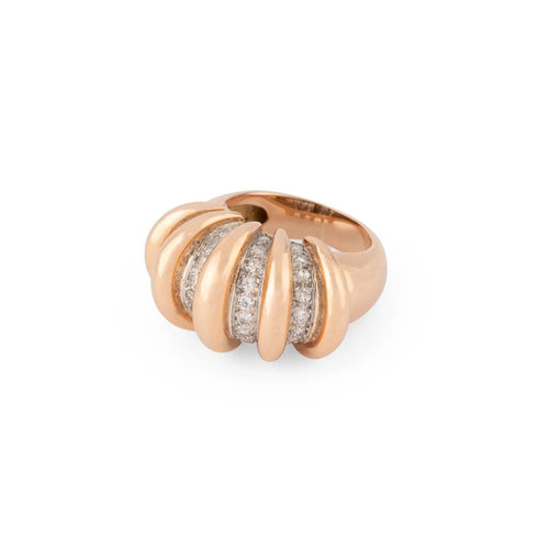 Bague Bague godronnée or rose, platine, diamants 58 Facettes 1