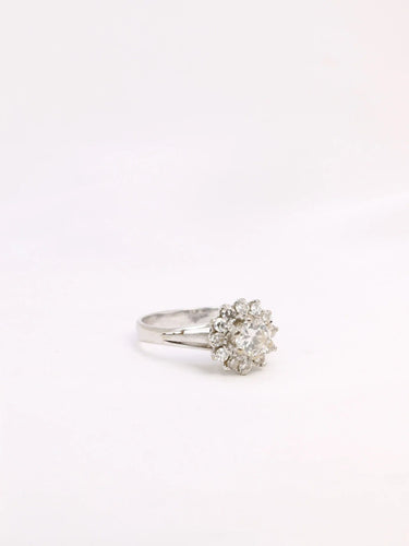 Bague 55 Bague marguerite vintage diamants & or blanc 58 Facettes J318