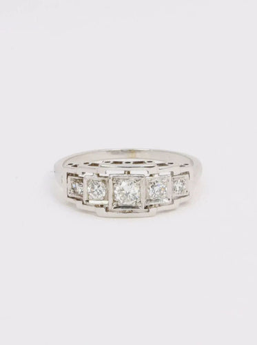 Bague 54 Bague jarretière Art-Déco avec diamants 58 Facettes J29