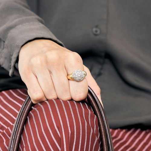 Bague 54,5 Bague or jaune et gris et diamant 58 Facettes RAM2669