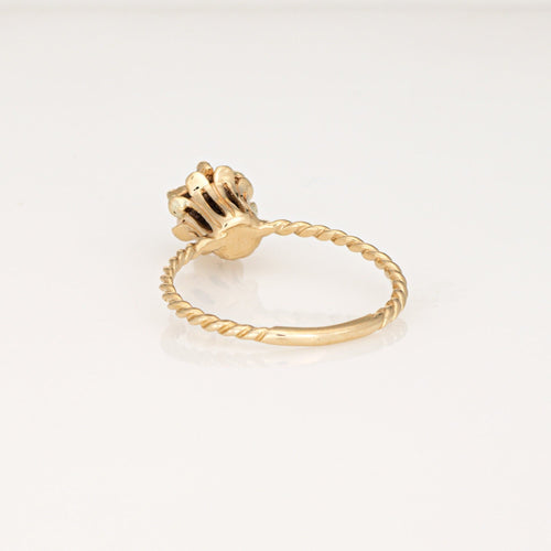 Tulipe vintage en or jaune et diamants rubis