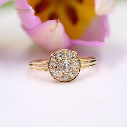 Bague 49 Bague ancienne ronde diamants 58 Facettes 24-020