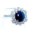 Bague Bague hexagonale sertie de diamants et ornée d'un saphir central 58 Facettes