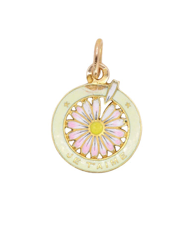Pendentif Medaille vintage Je t’aime or jaune émail 58 Facettes 1096