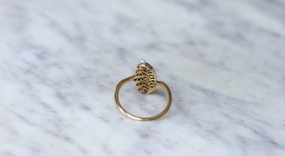 Bague Ancienne Muguet Perles et Diamants