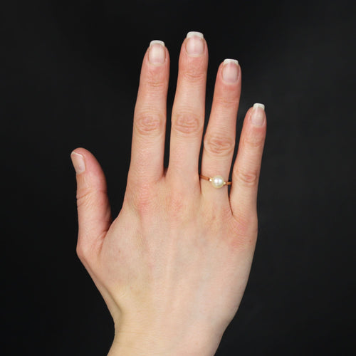 Bague 54 Solitaire perle de culture or jaune 58 Facettes 23-337