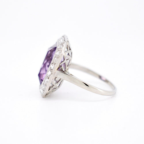 Bague 57 Bague Art Déco, Or 18 Carats, Platine, Améthyste et Diamants 58 Facettes 406
