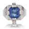 Bague 58 Chevalière Art Déco saphir de Ceylan naturel et diamants baguette 58 Facettes 24-041