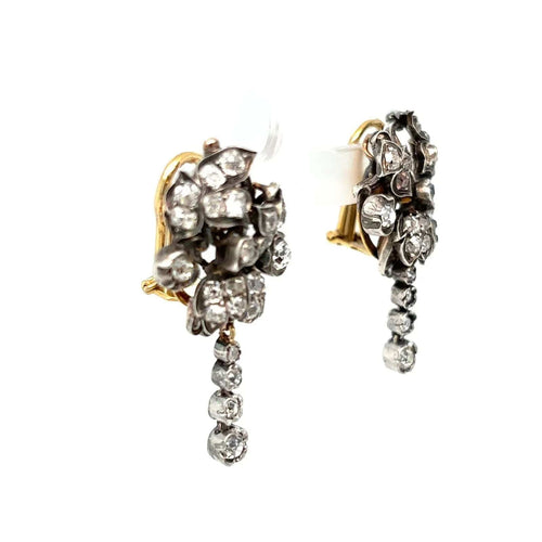 Broche Parure Fleur En Diamants, Argent Et Or 19ème Siècle 58 Facettes
