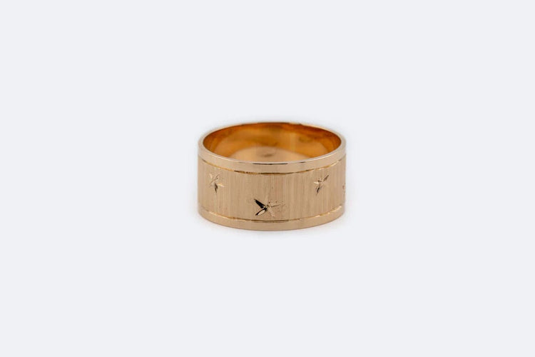 Bague Oro Giallo / 13 Anello a fascia in oro giallo con stelline 58 Facettes ANL858