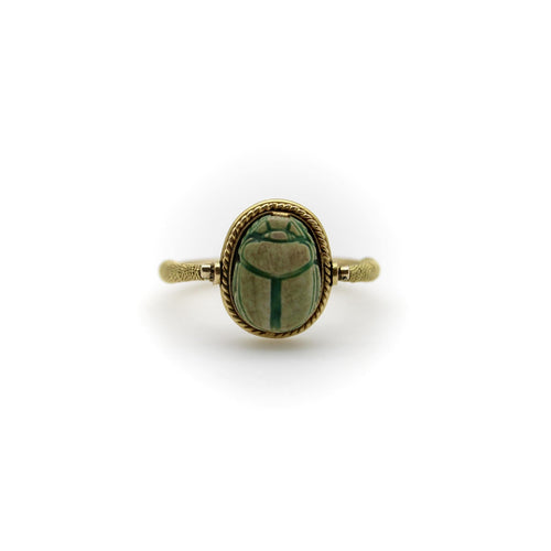Bague Bague pivotante en or 14 carats style victorien avec motif scarabée de style néo-égyptien 58 Facettes A20030