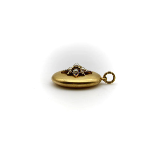 Pendentif Victorian 14K Gold Locket with Floral Pearl and Enamel Decoration 58 Facettes