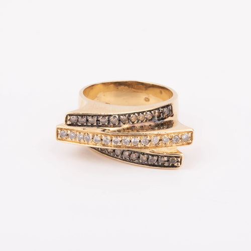 Bague 53 Bague bandeau or jaune et diamant cognacs 58 Facettes
