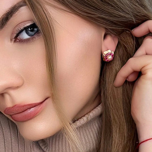 Boucles d'oreilles Dormeuses Or Jaune Rubis & Diamants 58 Facettes E3BO-GS29811-12