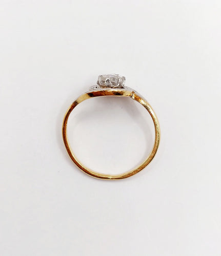 Bague 49 Bague tourbillon antique or 18k diamant taille rose 4 mm (circa 1900) 58 Facettes A06287