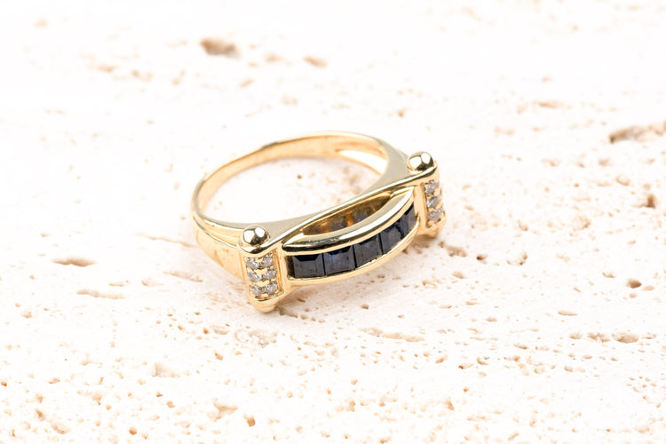 Bague 51 Bague saphirs et diamants en or jaune – 0,75 ct de saphir & 0,12 ct de diamant 58 Facettes BG41200122-107