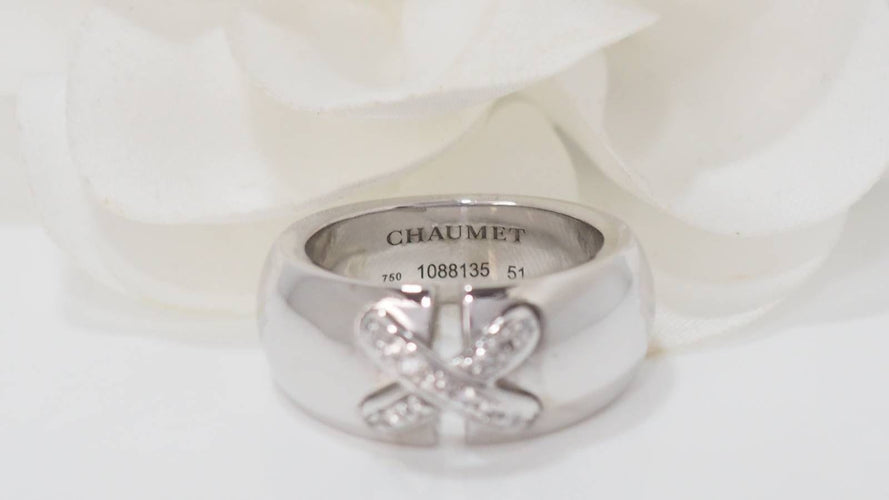 Bague 51 Bague Chaumet double Liens en or blanc et diamants 58 Facettes 32176